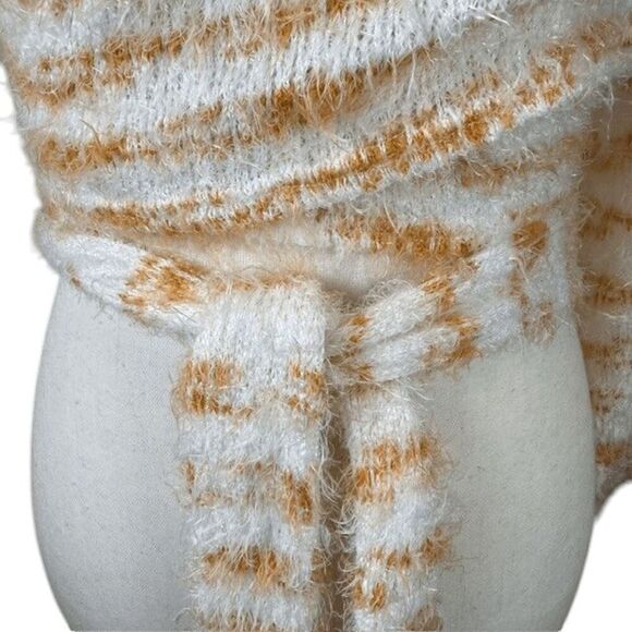 Blue Blush Soft Eyelash Knit Stretch Wrap Cardigan Sweater White Rust Size Small - Picture 4 of 10